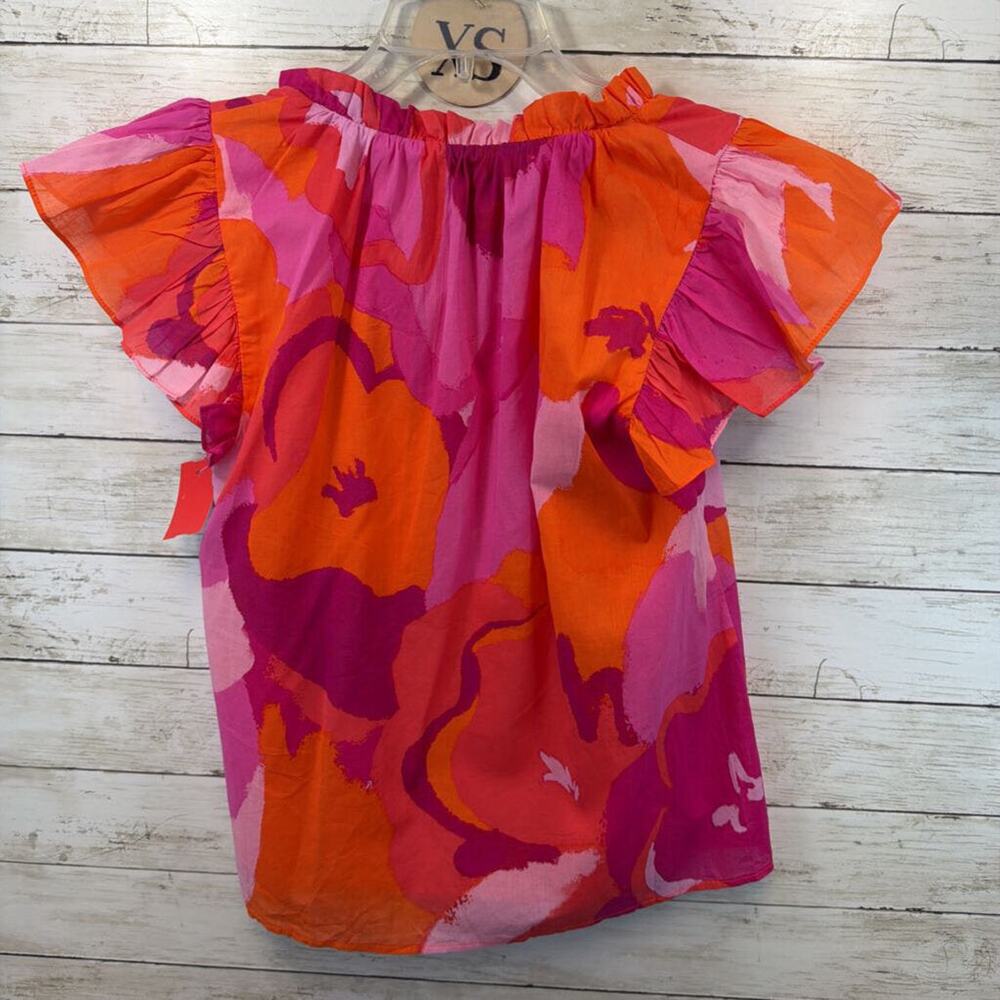 Merim Floral Deniza Split Neck Ruffle Top - Picture 2 of 3